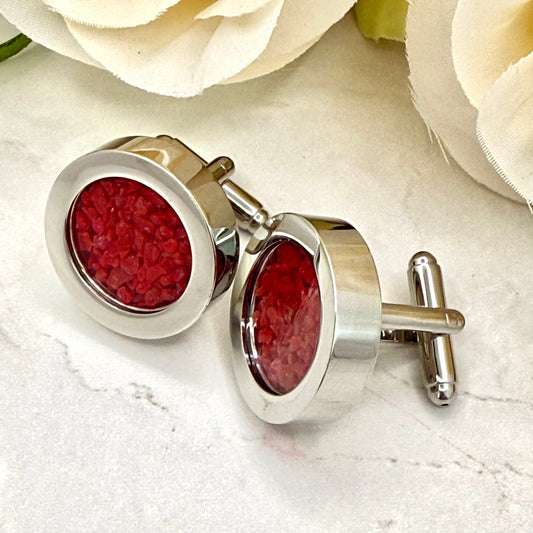 Statement Coral Anniversary Cufflinks - Luxury Gift for Him