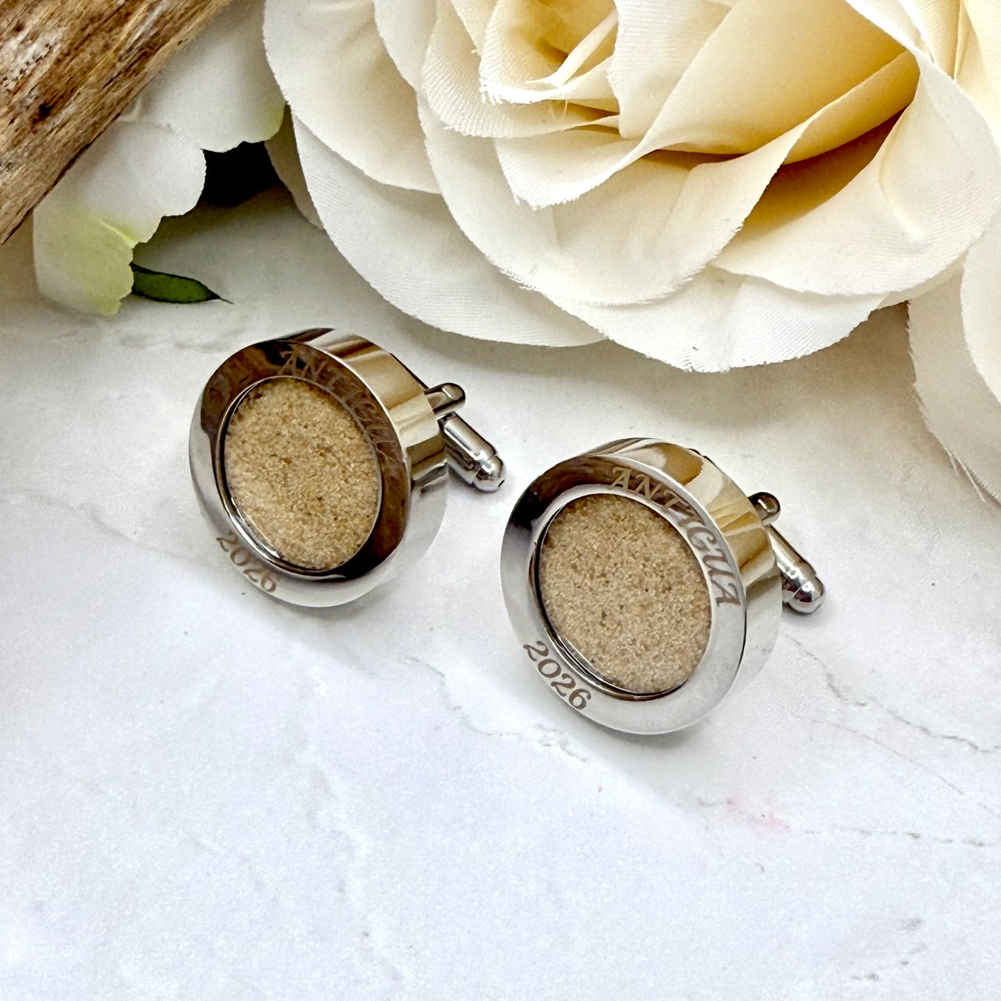 Luxury Personalised Honeymoon Sand Cufflinks