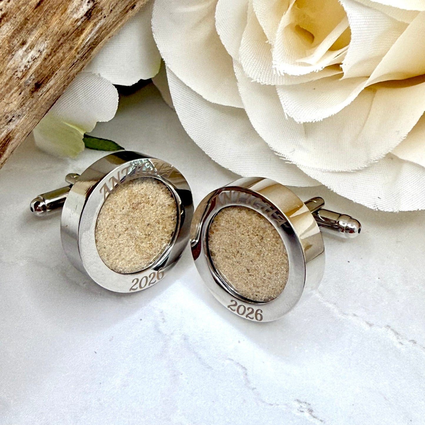 Luxury Personalised Honeymoon Sand Cufflinks