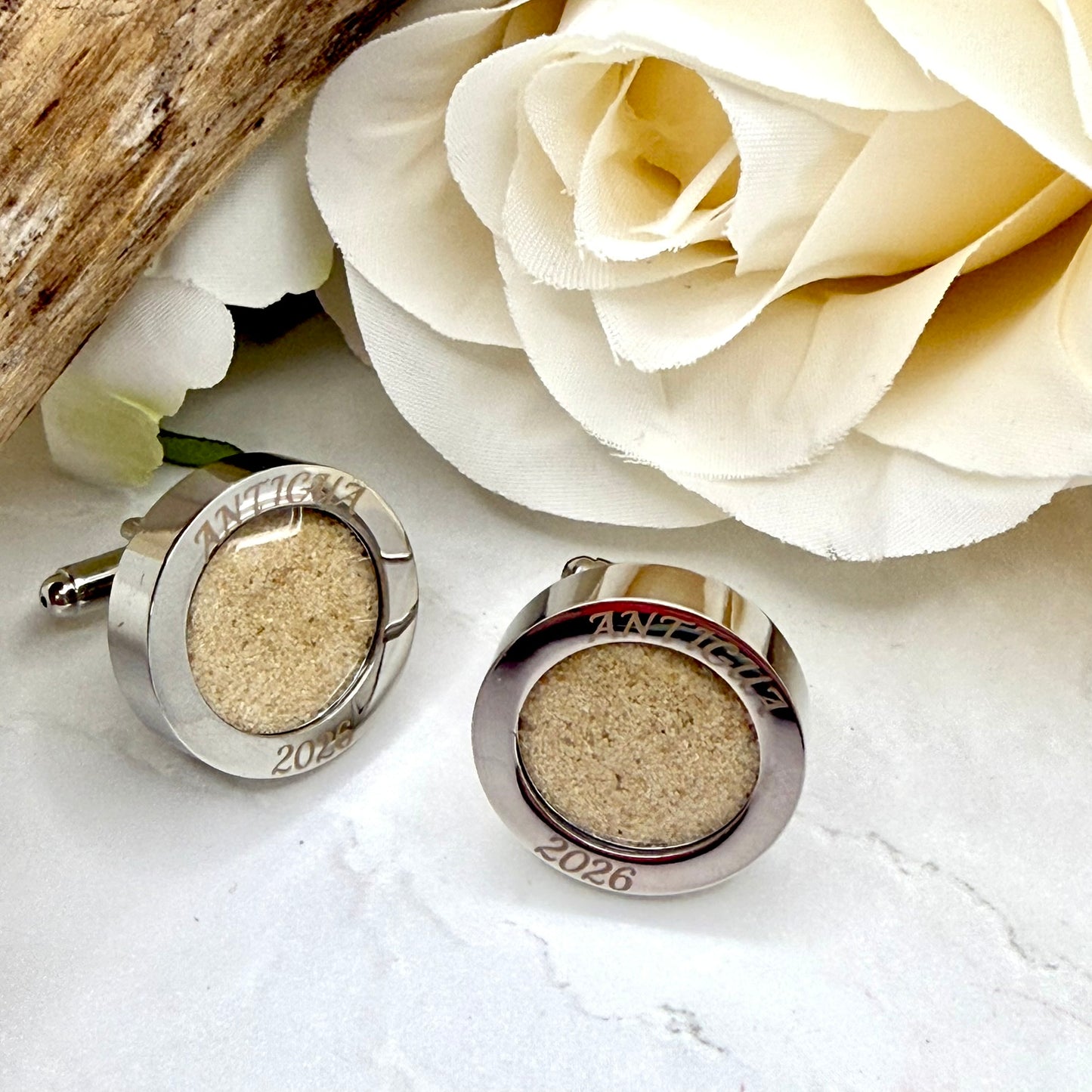 Luxury Personalised Honeymoon Sand Cufflinks