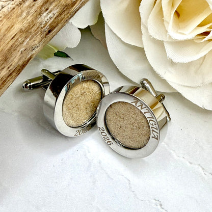 Luxury Personalised Honeymoon Sand Cufflinks
