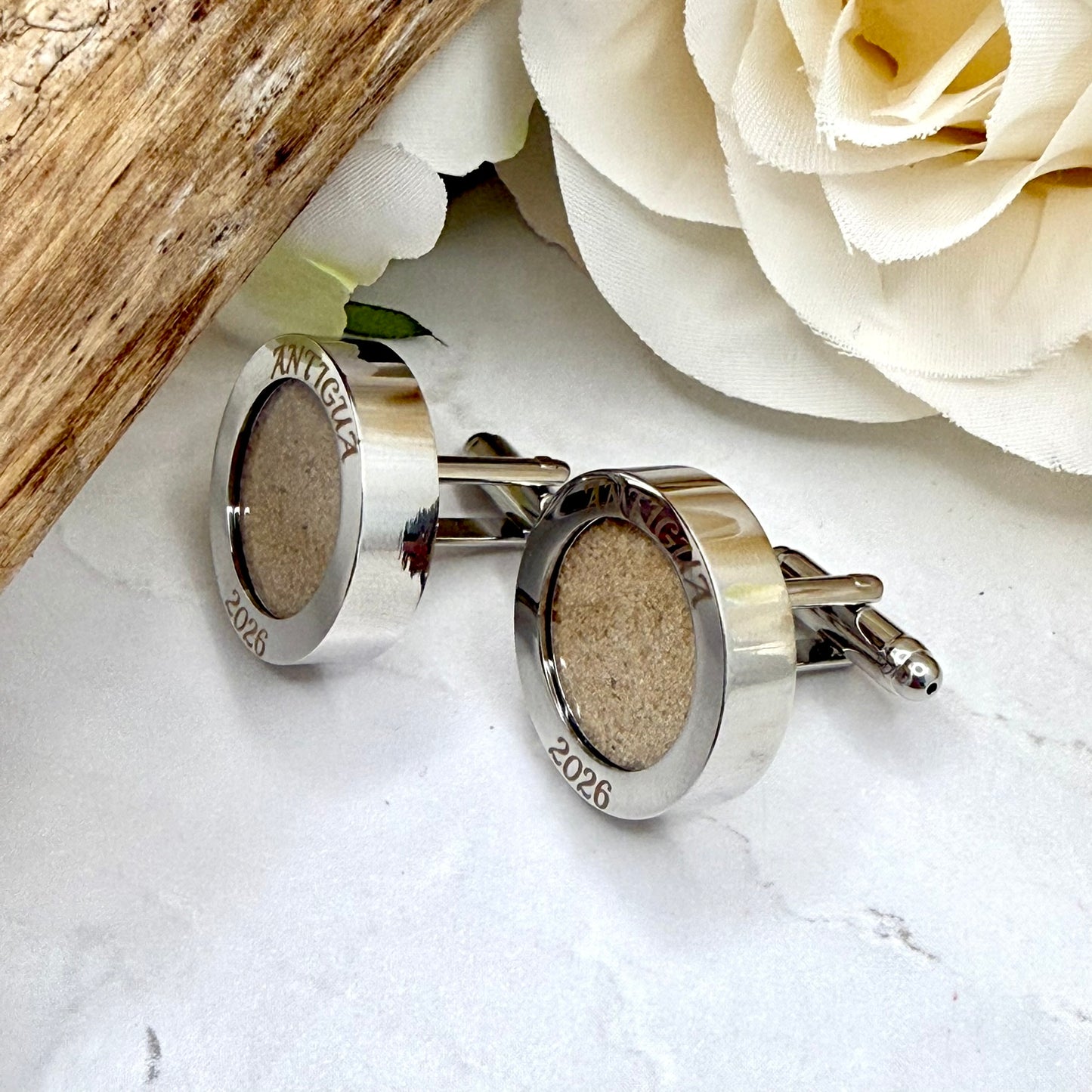 Luxury Personalised Honeymoon Sand Cufflinks