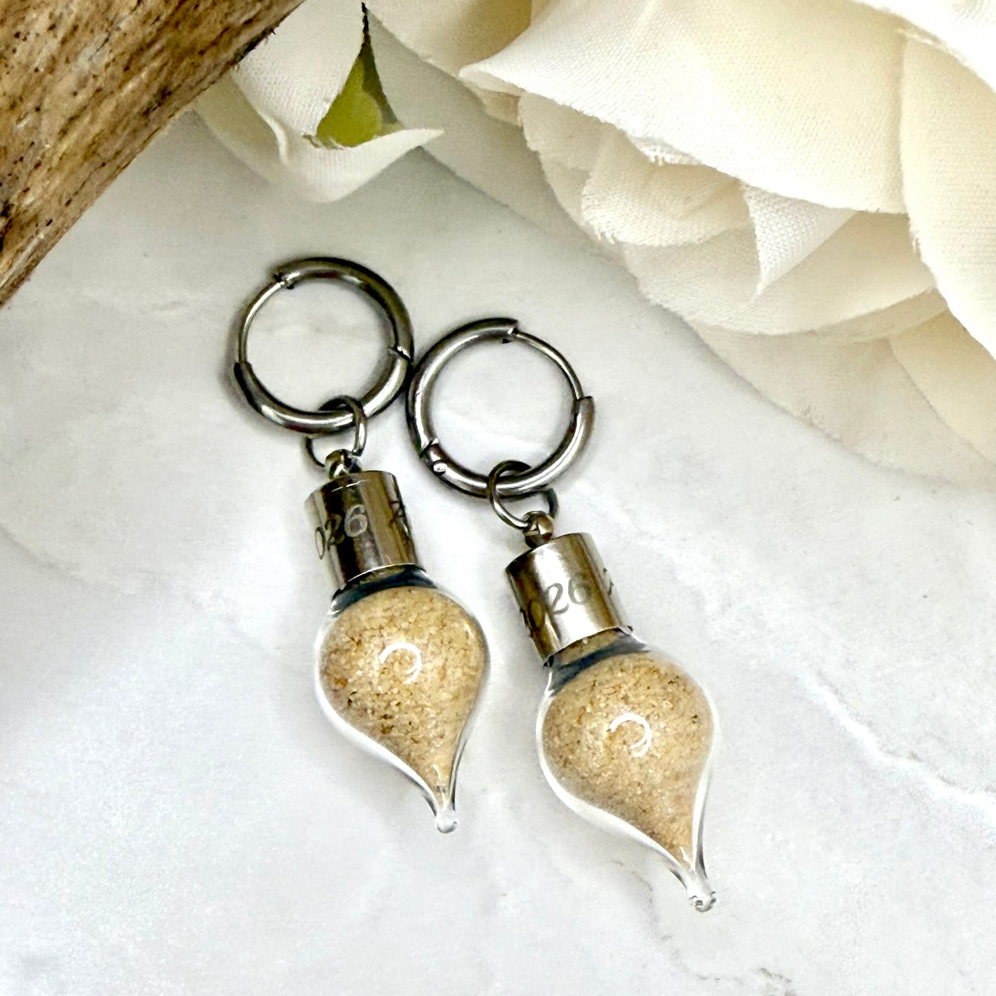 Luxury Personalised Honeymoon Sand Huggie Earrings