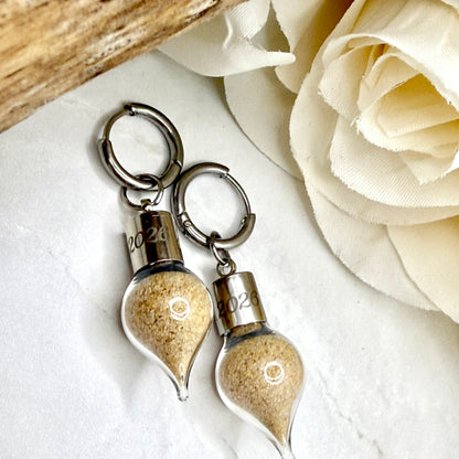 Luxury Personalised Honeymoon Sand Huggie Earrings