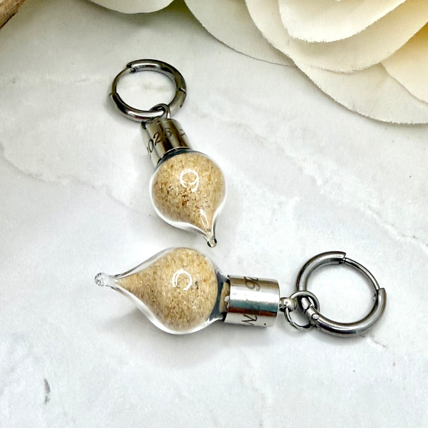 Luxury Personalised Honeymoon Sand Huggie Earrings
