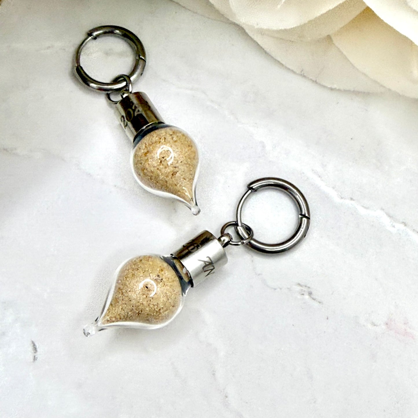 Luxury Personalised Honeymoon Sand Huggie Earrings