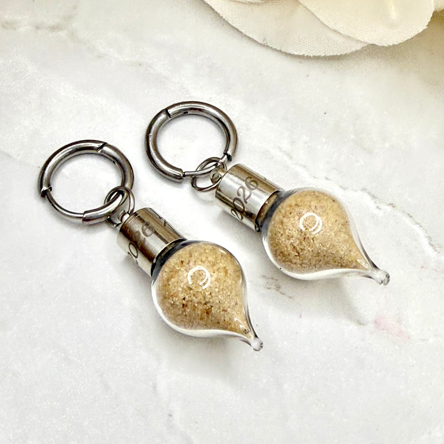 Luxury Personalised Honeymoon Sand Huggie Earrings