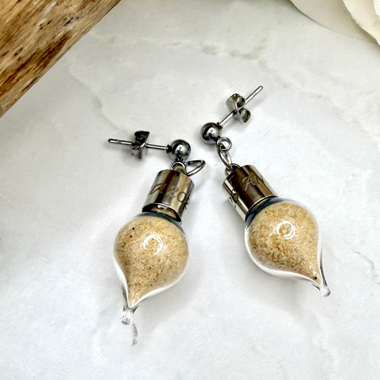 Luxury Personalised Honeymoon Sand Stud Drop Earrings