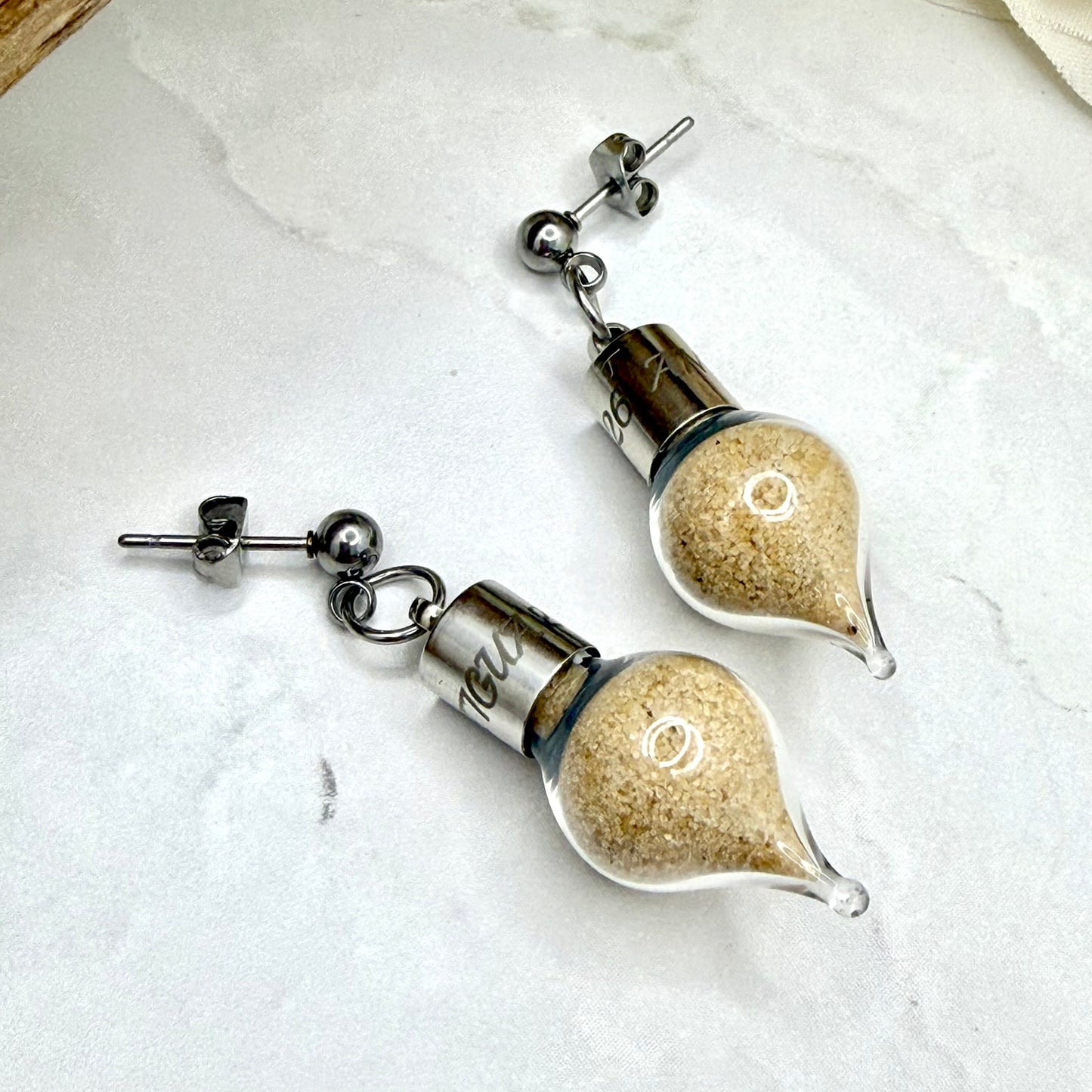 Luxury Personalised Honeymoon Sand Stud Drop Earrings