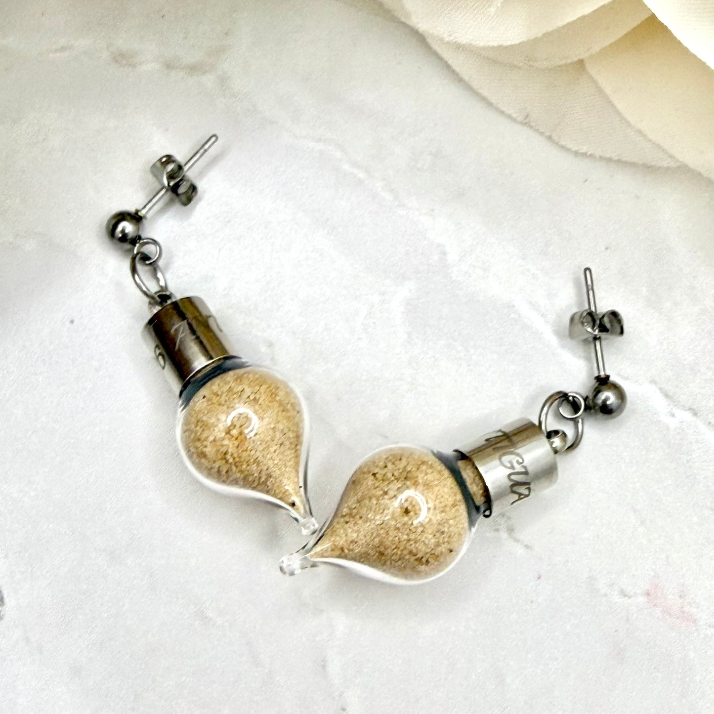 Luxury Personalised Honeymoon Sand Pendant & Earrings Set
