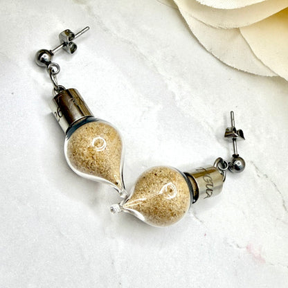 Luxury Personalised Honeymoon Sand Stud Drop Earrings