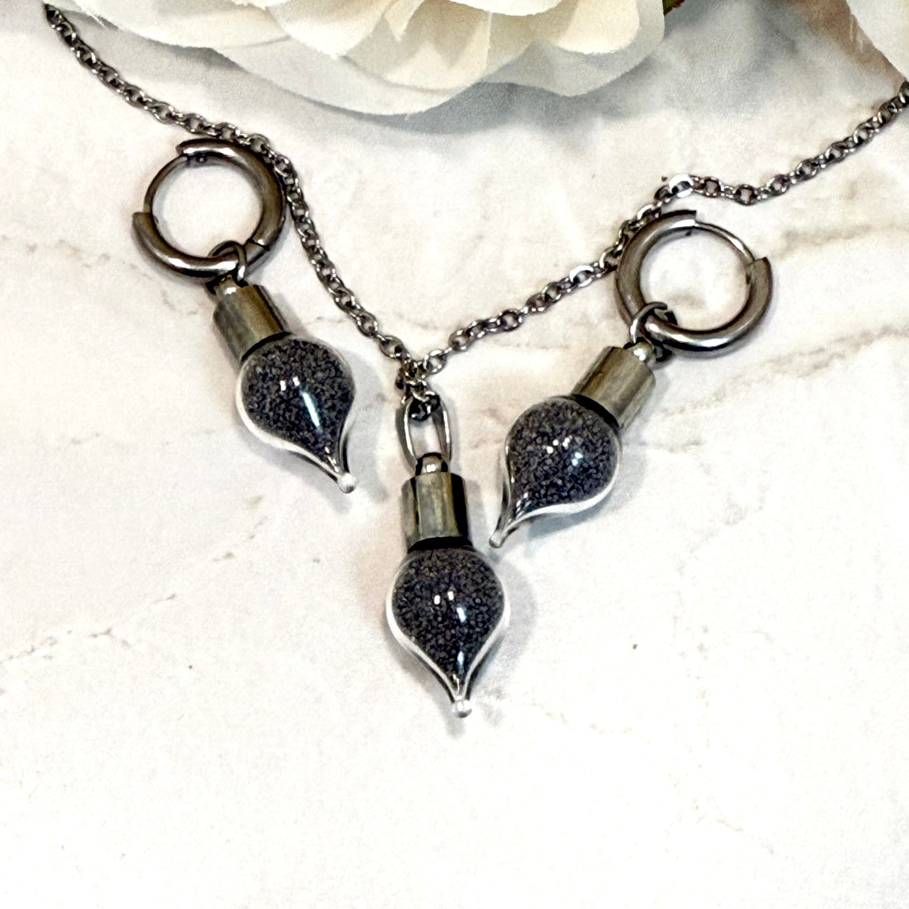 Iron 6th Anniversary Drop Pendant & Earrings Jewellery Set Handmade-Pendant & Earrings-Handmadeanniversary-Handmade Anniversary