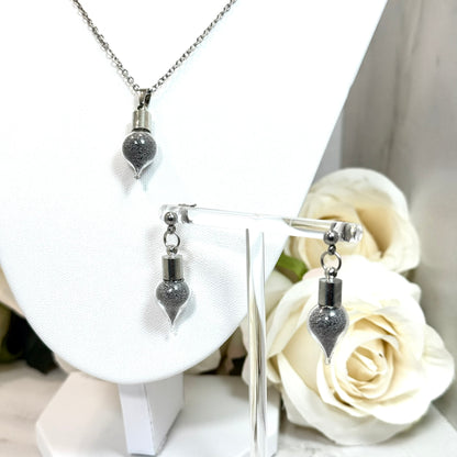 Iron 6th Anniversary Drop Pendant & Necklace Jewellery Set Handmade-Pendant & Earrings-Handmadeanniversary-Add Stud Earrings-Handmade Anniversary
