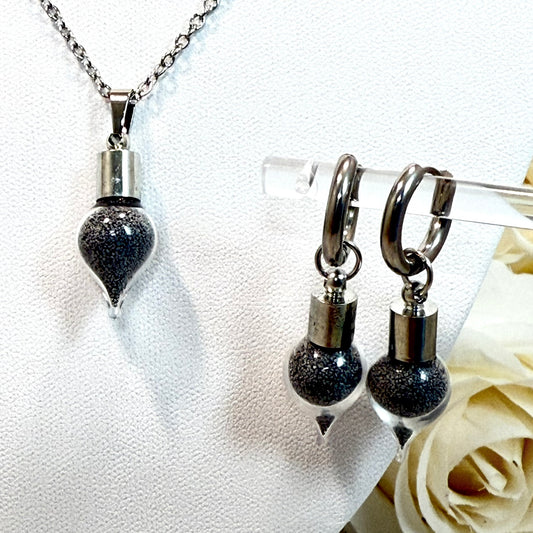 Iron 6th Anniversary Drop Pendant & Necklace Jewellery Set Handmade-Pendant & Earrings-Handmadeanniversary-Add Huggie Earrings-Handmade Anniversary