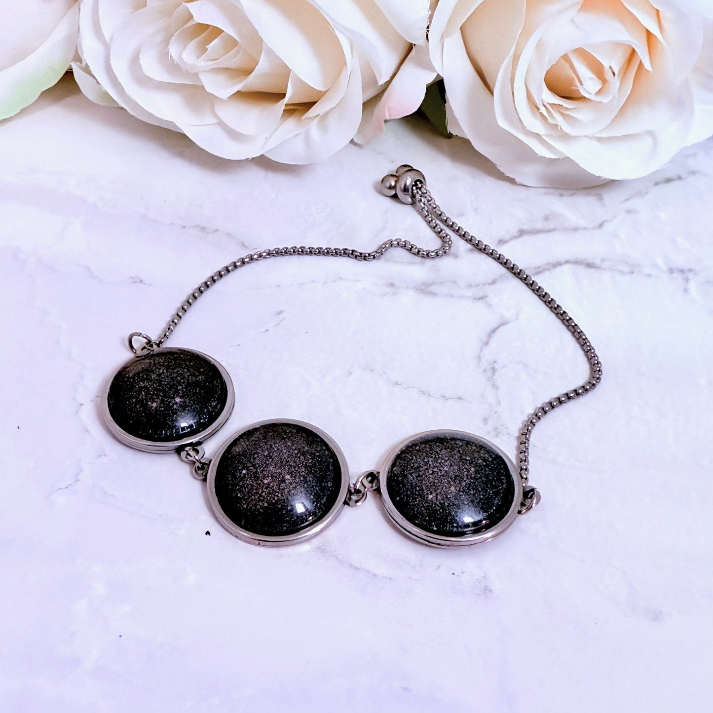 Iron Multilink Bracelet 6th Anniversary Stainless Steel Handmade-Bangle-Handmadeanniversary-Three settings-Handmade Anniversary