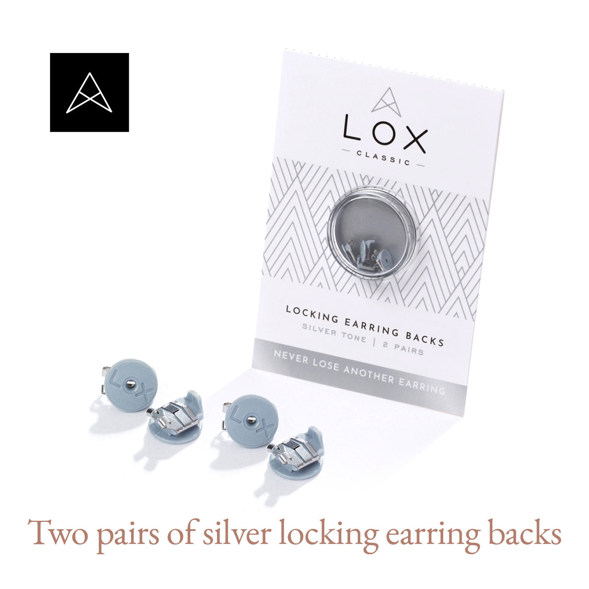 LOX Locking Earring Backs - Silver Tone