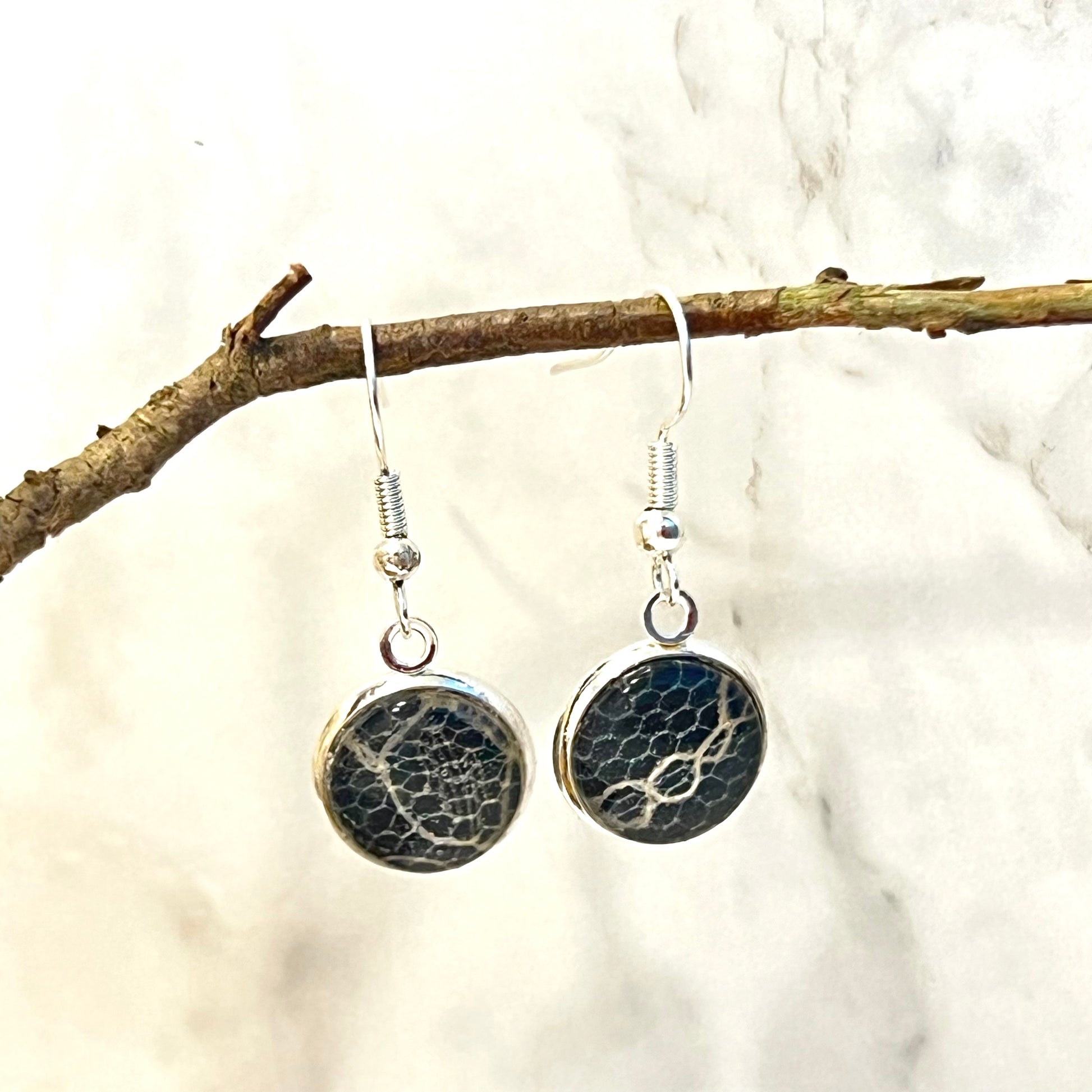 Lace 13th Anniversary Pendant & Earrings Jewellery Set Handmade-Pendant & Earrings-Handmadeanniversary-Drop Earrings-Handmade Anniversary