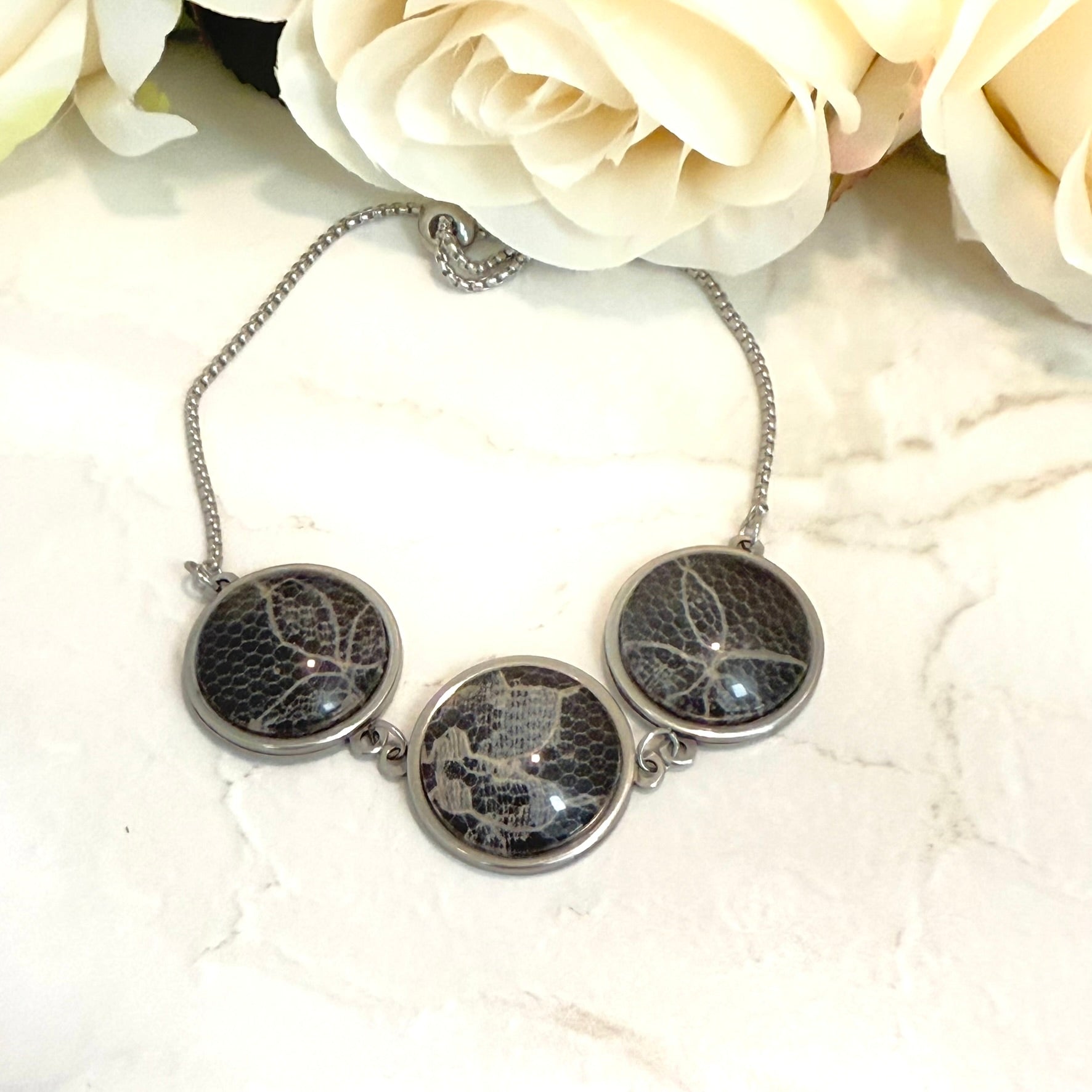 Lace Multi Link 13th Anniversary Bracelet Handmade-Bangle-Handmadeanniversary-Three Settings-Handmade Anniversary