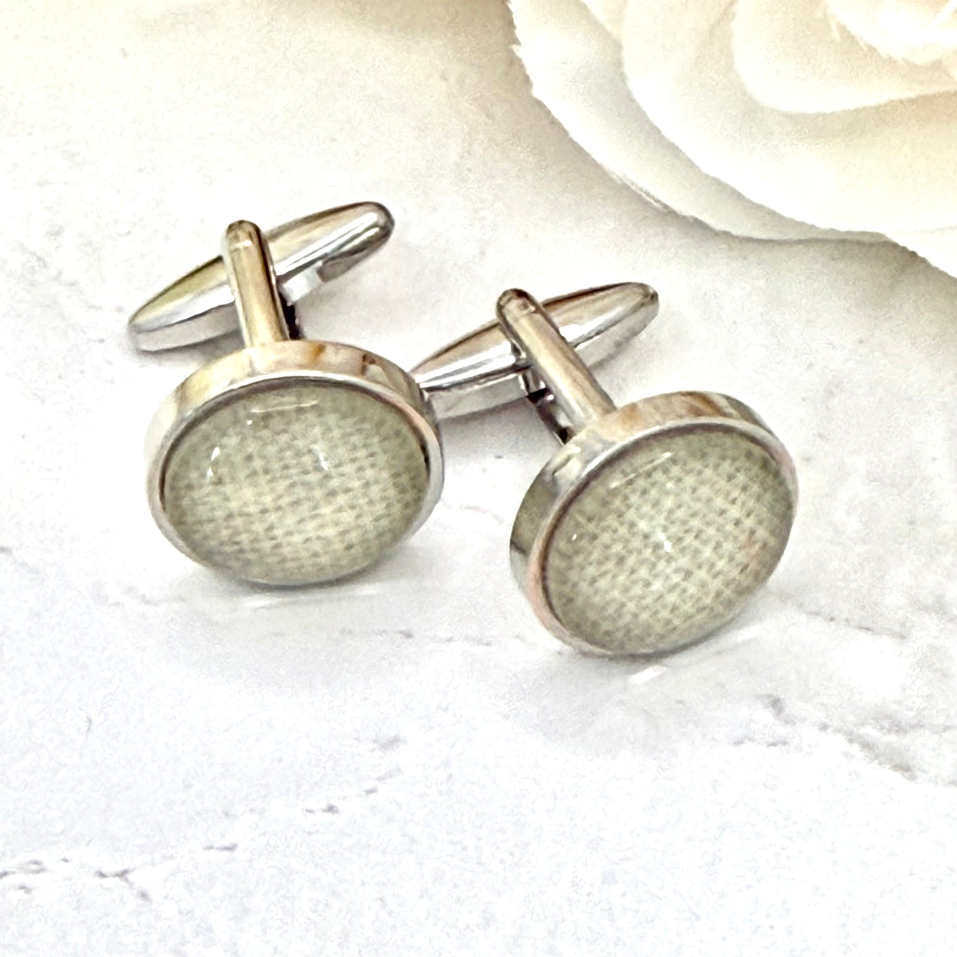 Linen 8th Anniversary Cufflinks Handmade-Cufflinks-Handmadeanniversary-Handmade Anniversary