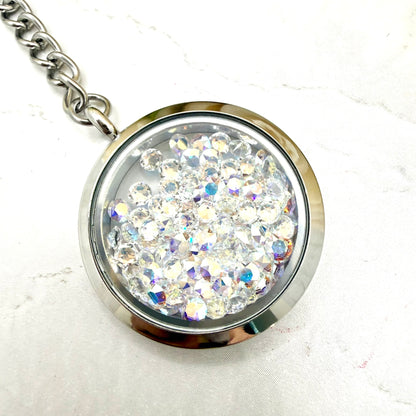 Luxury 15th Anniversary Double-Sided Keyring – Genuine Primero AB Crystals | Timeless Crystal Gift for Him or Her