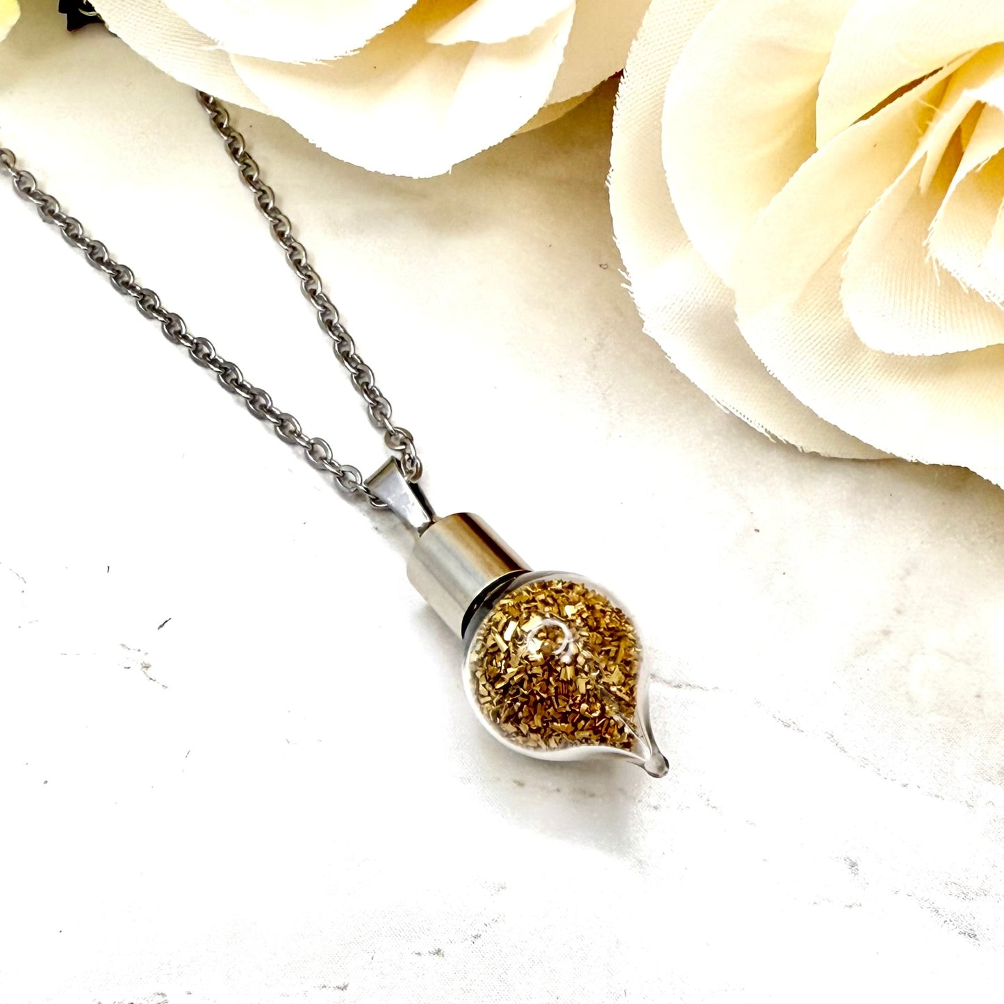 Luxury 21st Anniversary Jewellery Set – Pendant & Earrings with Fine Brass Shavings | Elegant Brass Gift for Her-Pendant & Earrings-Handmadeanniversary-Handmade Anniversary