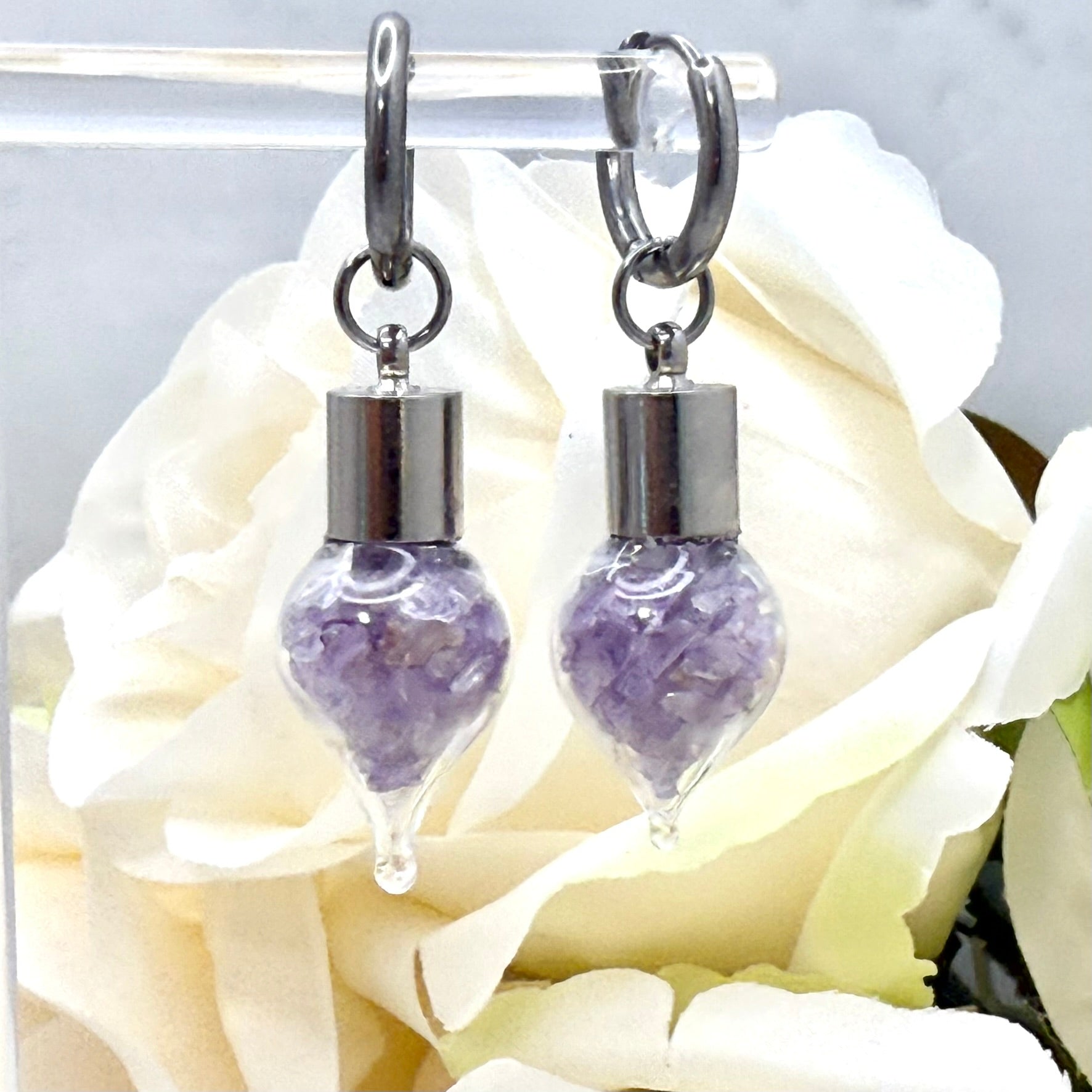 Luxury 33rd Anniversary Jewellery Set – Pendant & Earrings with Natural Raw Amethyst Shards | Elegant Amethyst Gift for Her-Pendant & Earrings-Handmadeanniversary-Handmade Anniversary