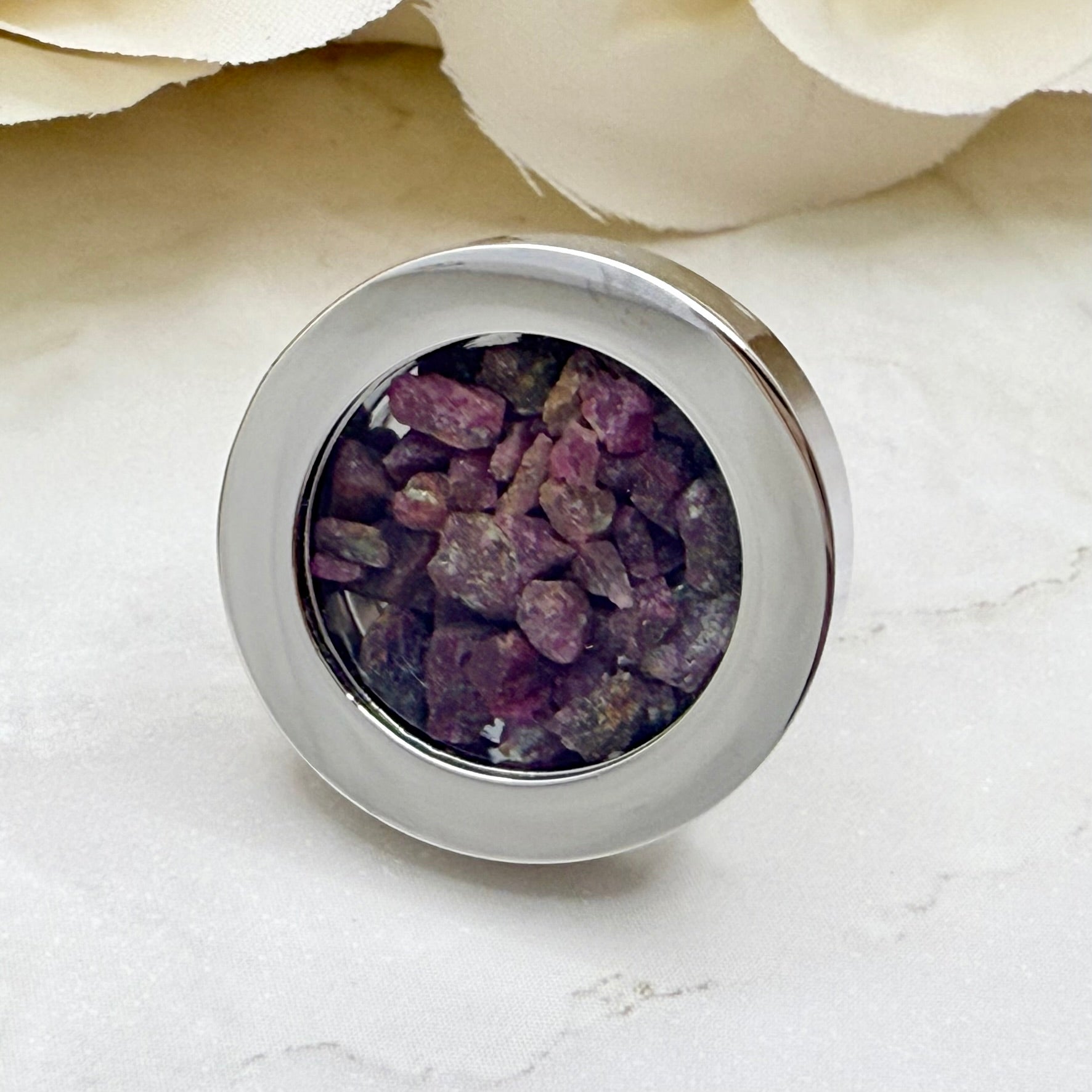 Luxury 40th Anniversary Cufflinks – Filled with Natural Raw Ruby Chips | Elegant Gift for Him-Cufflinks-Handmadeanniversary-Handmade Anniversary