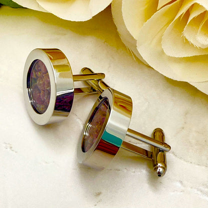 Luxury 40th Anniversary Cufflinks – Filled with Natural Raw Ruby Chips | Elegant Gift for Him