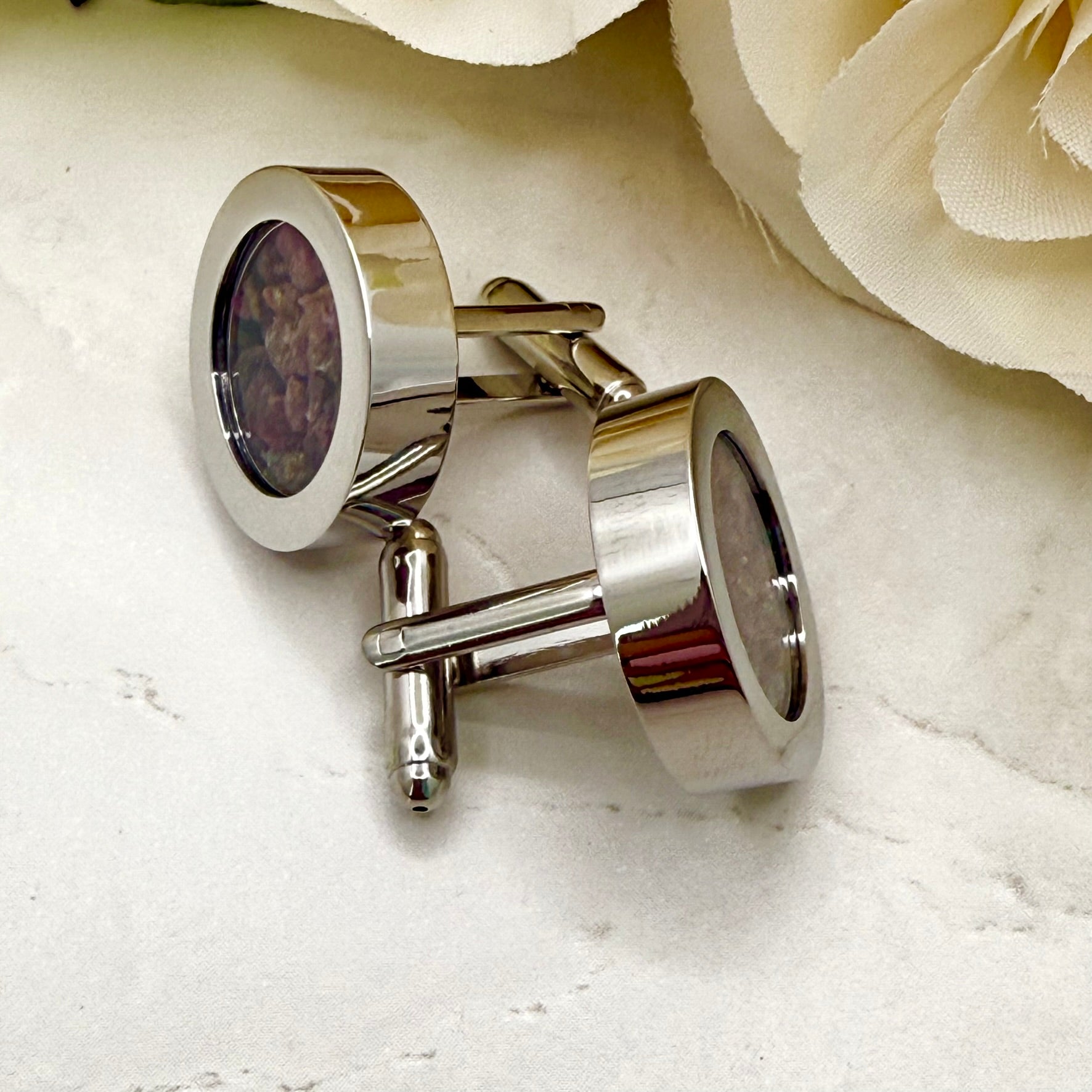 Luxury 40th Anniversary Cufflinks – Filled with Natural Raw Ruby Chips | Elegant Gift for Him-Cufflinks-Handmadeanniversary-Handmade Anniversary
