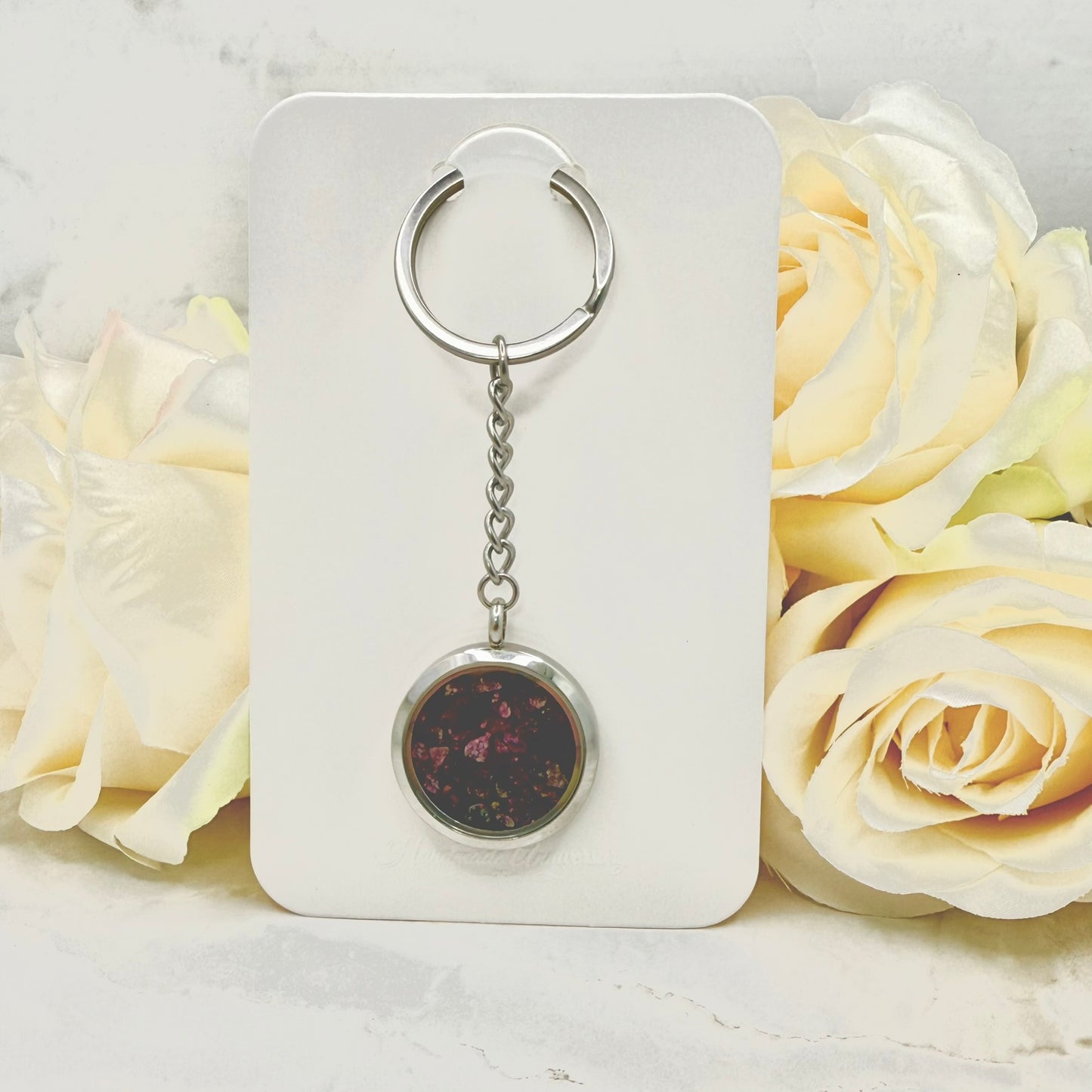 Luxury 40th Anniversary Keyring – Filled with Natural Raw Ruby Chips | Elegant Ruby Gift for Him or Her