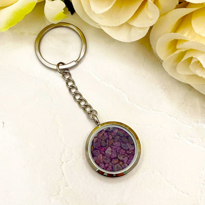 Luxury 40th Anniversary Keyring – Filled with Natural Raw Ruby Chips | Elegant Ruby Gift for Him or Her