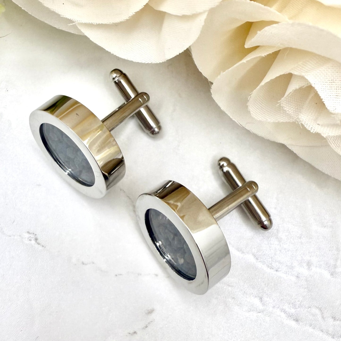 Luxury 45th Anniversary Cufflinks – Filled with Genuine Sapphire Shards | Elegant Sapphire Gift for Him