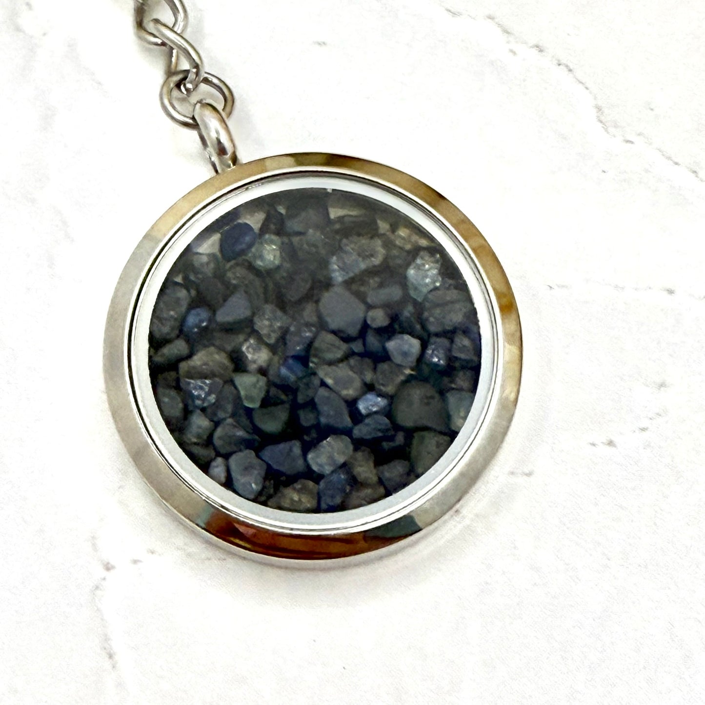 Luxury 45th Anniversary Keyring – Filled with Genuine Sapphire Shards | Elegant Sapphire Gift for Him or Her