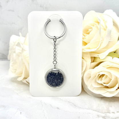 Luxury 45th Anniversary Keyring – Filled with Genuine Sapphire Shards | Elegant Sapphire Gift for Him or Her