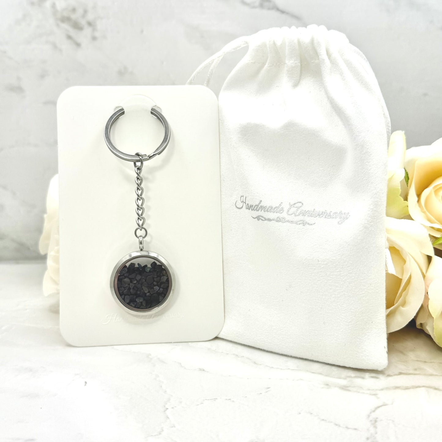 Luxury 45th Anniversary Keyring – Filled with Genuine Sapphire Shards | Elegant Sapphire Gift for Him or Her