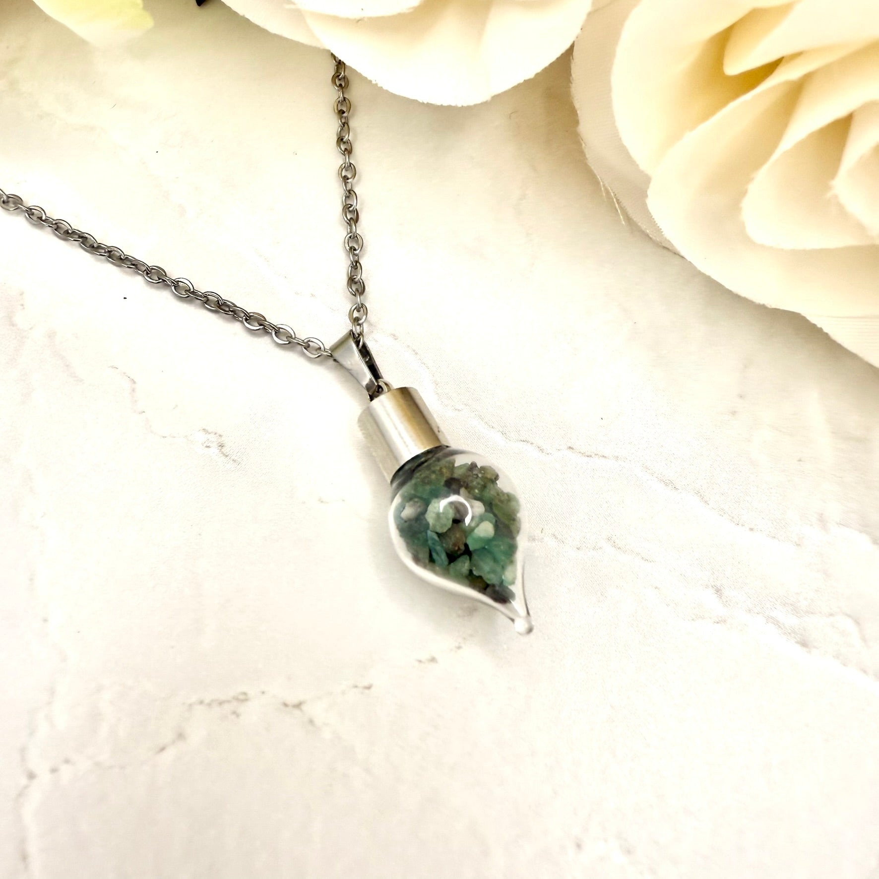 Luxury 55th Anniversary Jewellery Set – Pendant & Earrings with Natural Raw Emerald Fragments | Elegant Emerald Gift for Her-Pendant & Earrings-Handmadeanniversary-Handmade Anniversary