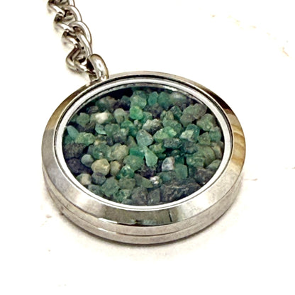 Luxury 55th Anniversary Keyring – Filled with Natural Raw Emerald Fragments | Elegant Emerald Gift for Him or Her-Keyring-Handmadeanniversary-Handmade Anniversary