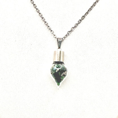 Luxury 55th Anniversary Pendant – Glass Drop with Natural Raw Emerald Fragments | Elegant Gift for Her-Pendant & Earrings-Handmadeanniversary-Handmade Anniversary