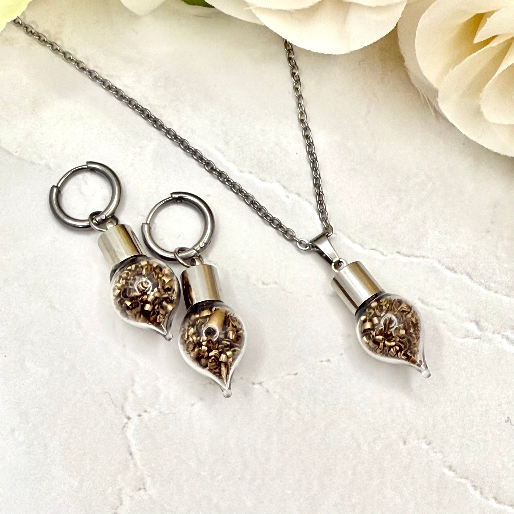 Luxury Bronze 19th Wedding Anniversary Jewelry Set – Pendant & Earrings-Pendant & Earrings-Handmadeanniversary-Handmade Anniversary