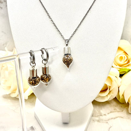 Luxury Bronze 19th Wedding Anniversary Jewelry Set – Pendant & Earrings-Pendant & Earrings-Handmadeanniversary-Huggie Earrings-Handmade Anniversary
