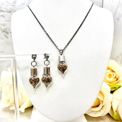 Luxury Bronze 19th Wedding Anniversary Jewelry Set – Pendant & Earrings-Pendant & Earrings-Handmadeanniversary-Stud Earring-Handmade Anniversary