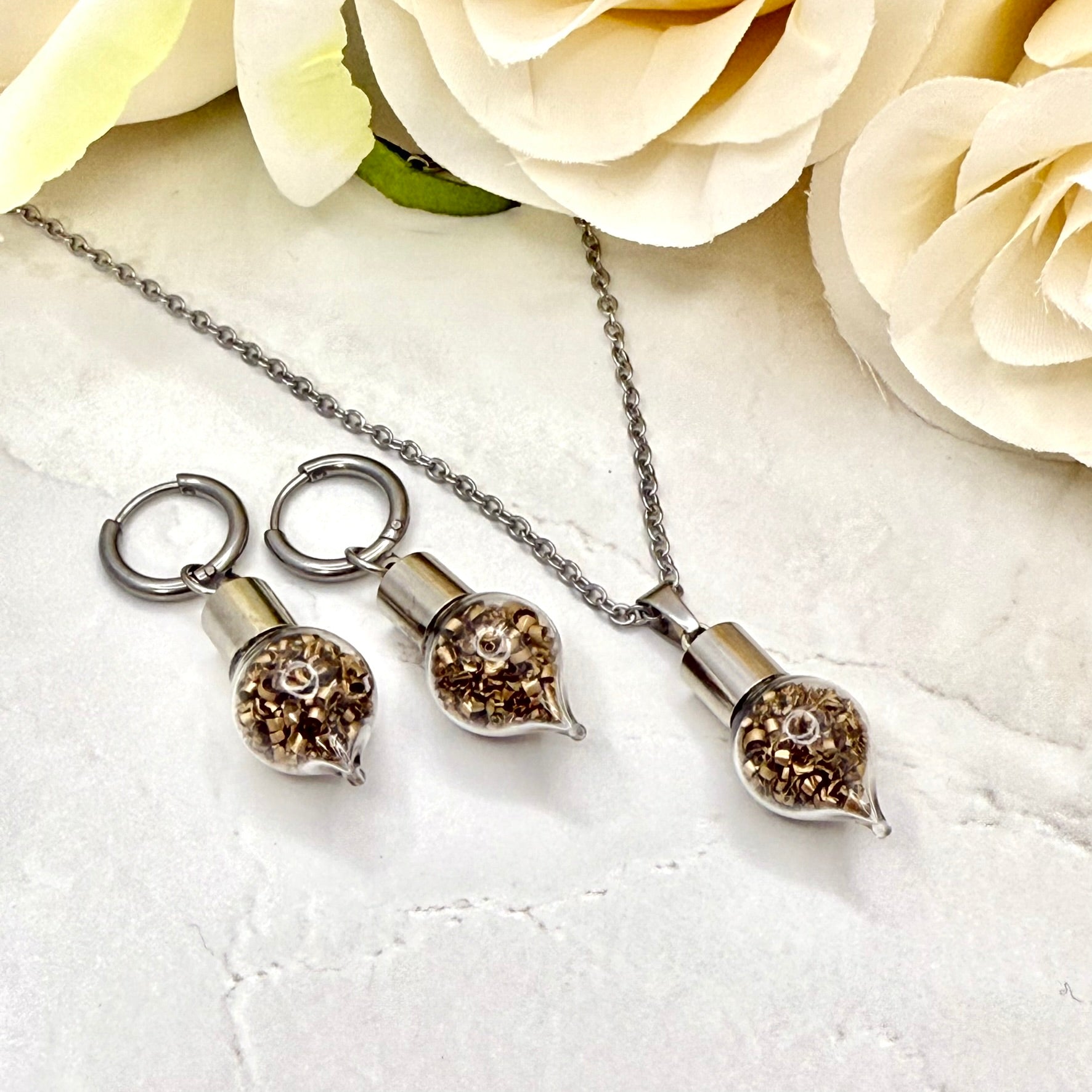 Luxury Bronze 19th Wedding Anniversary Jewelry Set – Pendant & Earrings-Pendant & Earrings-Handmadeanniversary-Handmade Anniversary