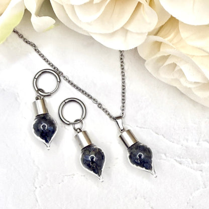 Luxury Sapphire Pendant & Earring Set (Stud or Huggie) – 45th Wedding Anniversary Jewellery Gift