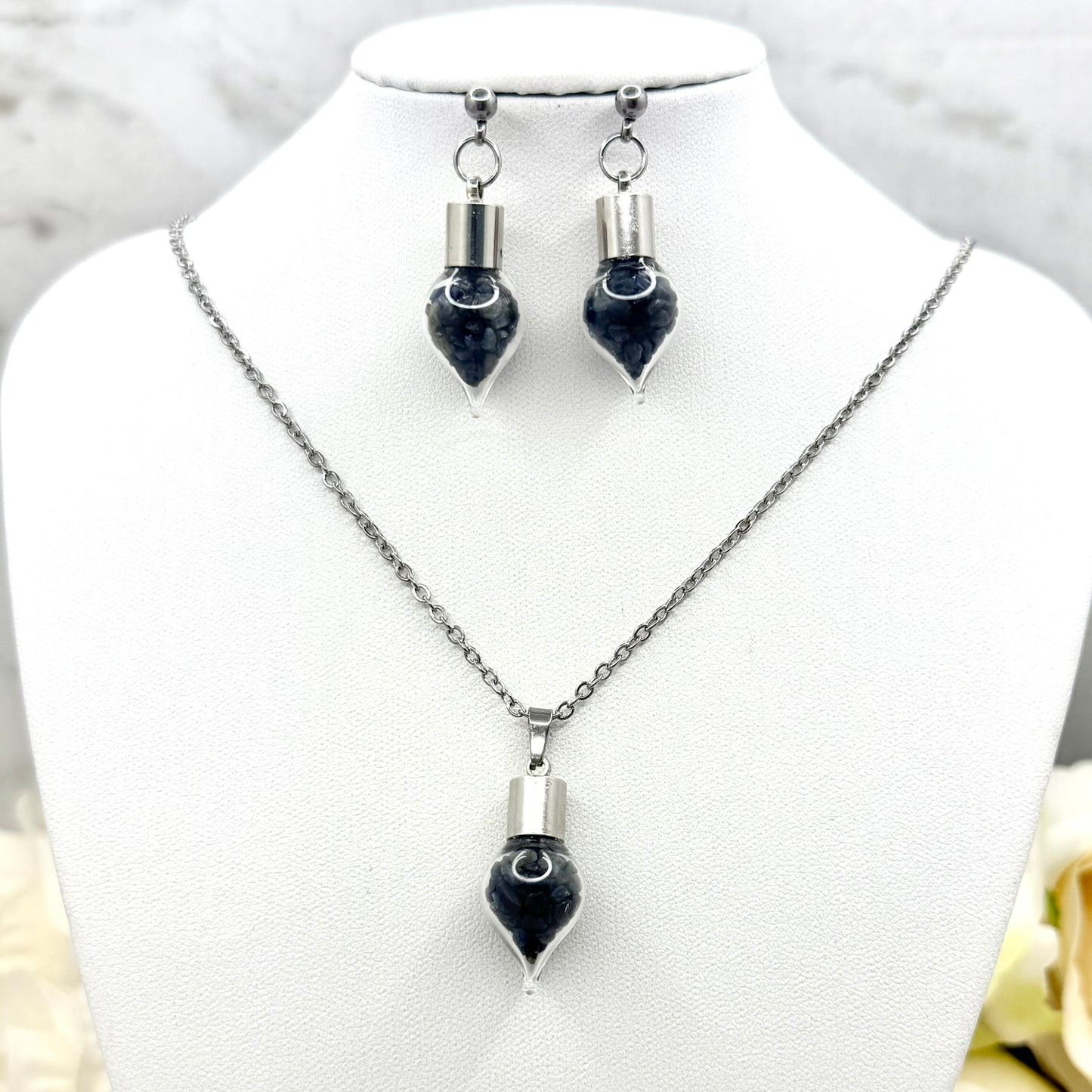 Luxury Sapphire Pendant & Earring Set (Stud or Huggie) – 45th Wedding Anniversary Jewellery Gift