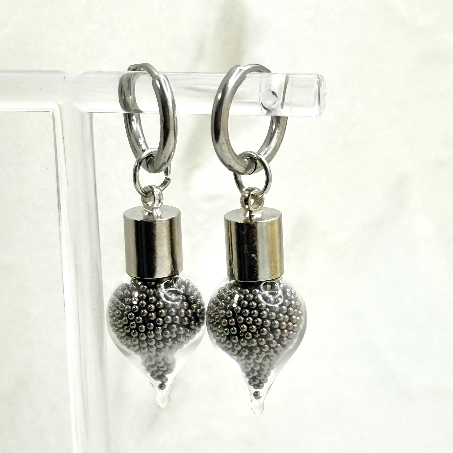 Luxury Stainless Steel 11th Anniversary Huggie Earrings Handmade-Pendant & Earrings-Handmade Anniversary