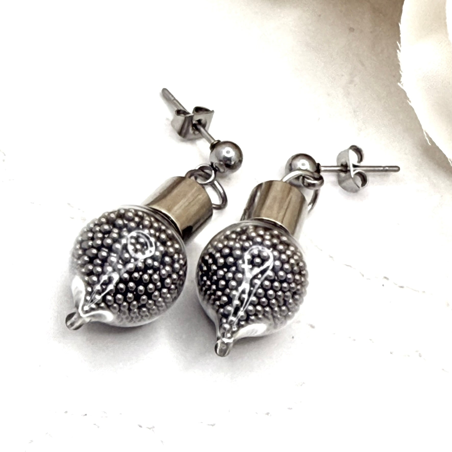 Luxury Stainless Steel 11th Anniversary Stud Drop Earrings Handmade-Pendant & Earrings-Handmade Anniversary