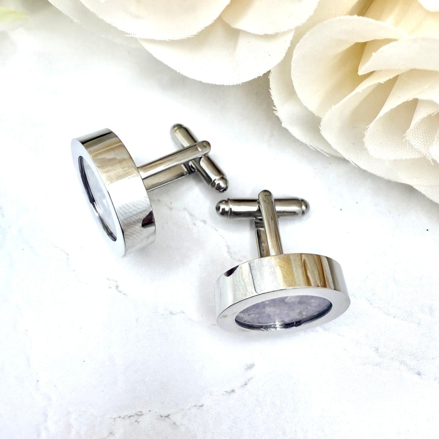 Luxury Statement 33rd Anniversary Cufflinks – Filled with Natural Raw Amethyst Shards | Elegant Gift for Him-Cufflinks-Handmadeanniversary-Handmade Anniversary