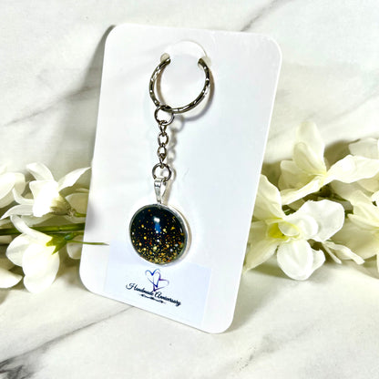 Noir Sparkle Cufflinks and Keyring Gift Set Handmade-Keyring-Handmadeanniversary-Handmade Anniversary