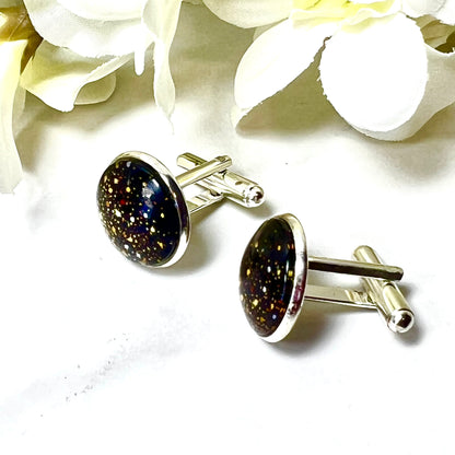 Noir Sparkle Cufflinks and Keyring Gift Set Handmade-Keyring-Handmadeanniversary-Handmade Anniversary
