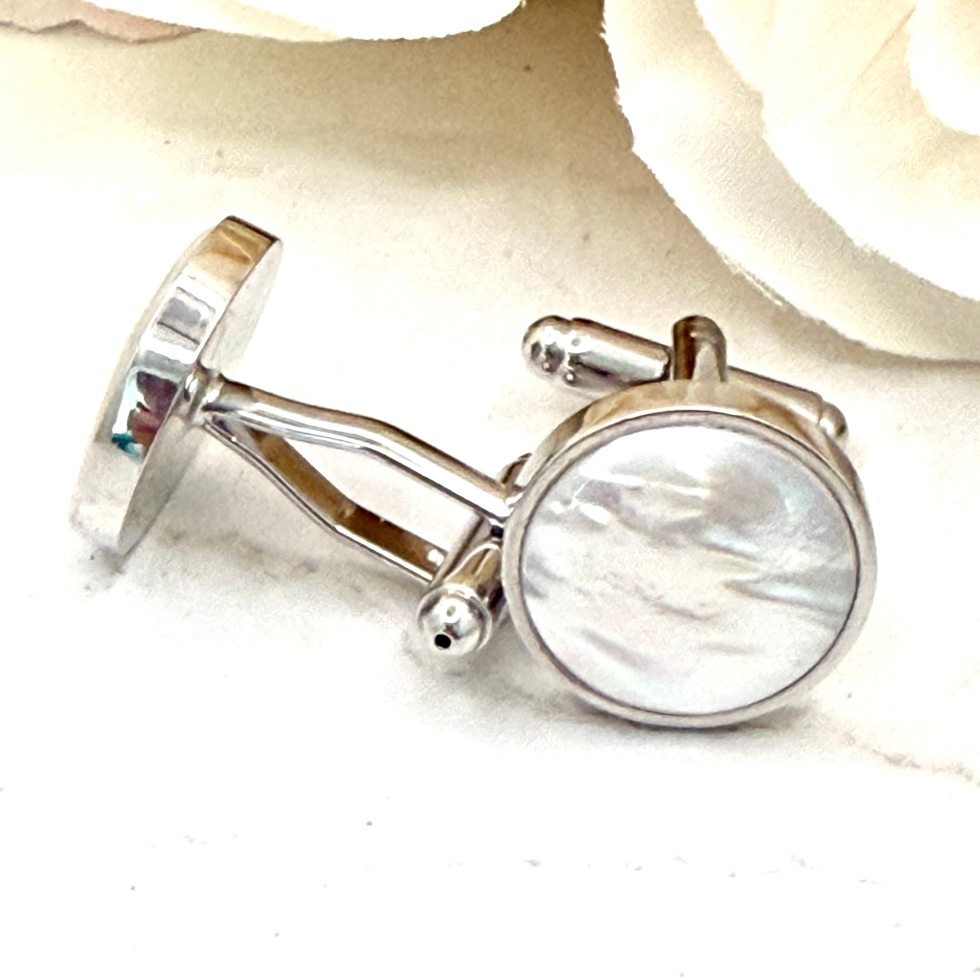 Pearl 30th Anniversary Cufflinks Handmade-Cufflinks-Handmadeanniversary-Handmade Anniversary